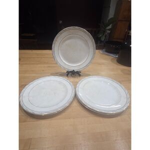 Vintage Pope Gosser Dinner Plates Set of 5 Pink Floral Gold Trim